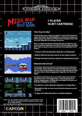 Mega Man - The Wily Wars (Europe) box cover back